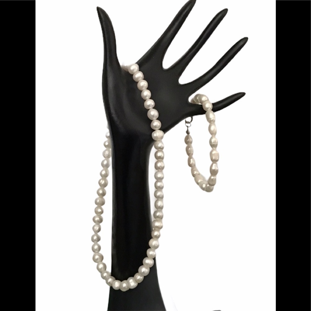 Genuine Freshwater Pearl Set Necklace And Bracelet